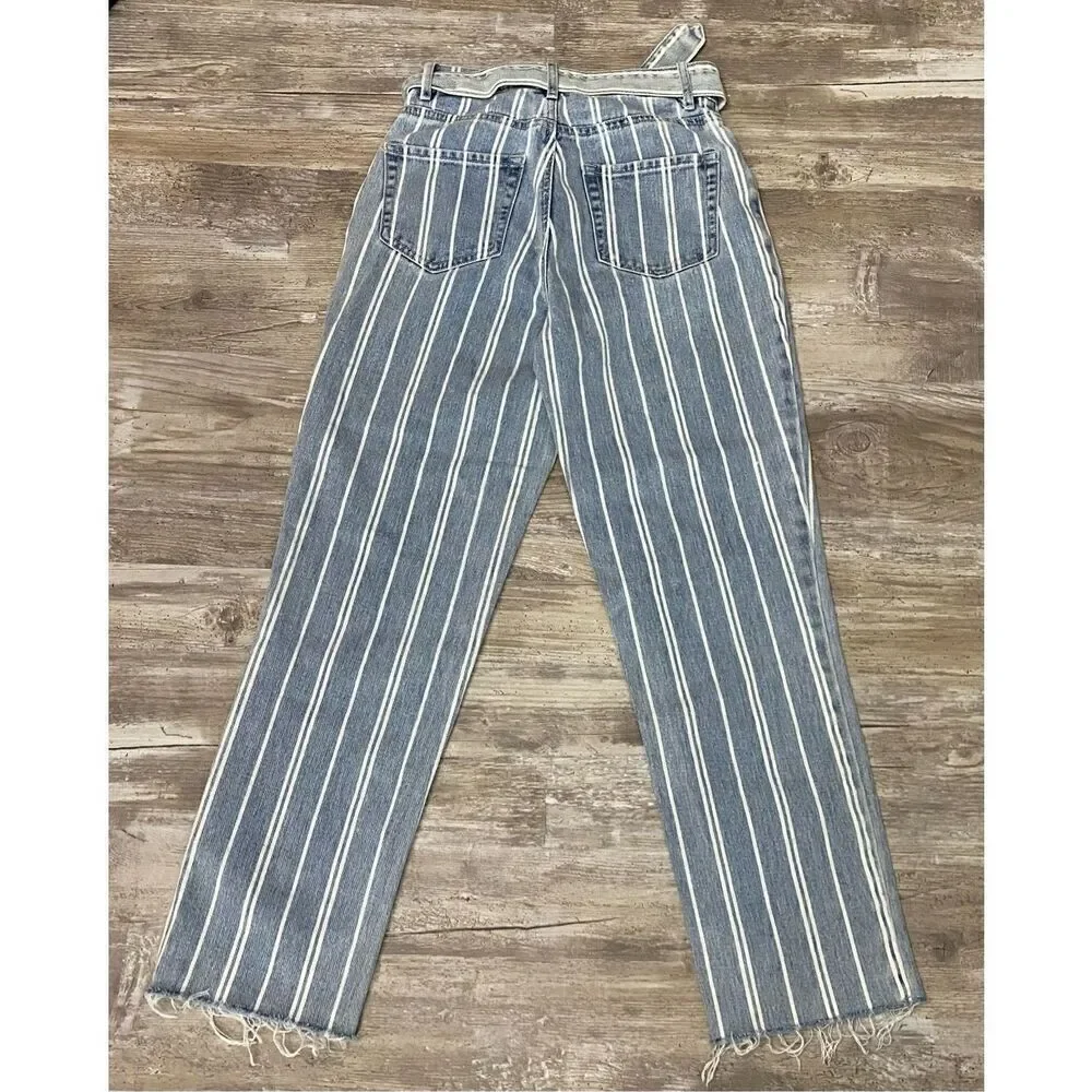 Pacsun Pinstripe High Rise Straight Leg Buttonfly Jeans Sz 25